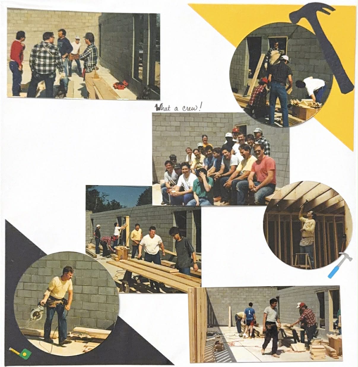 Congregation members building the new addition together