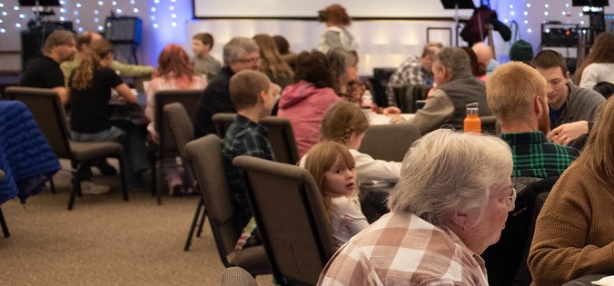 Congregation gathered for fellowship at Medina Community Church