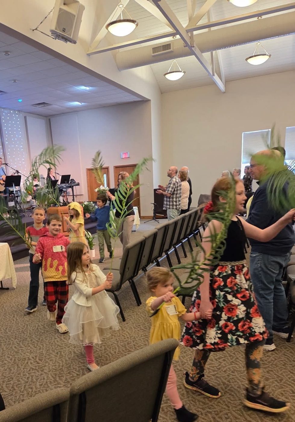 Families worshipping together on Family Sunday