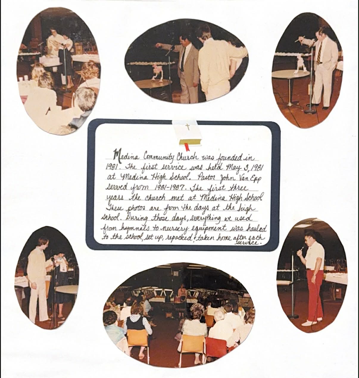 Early days of Medina Community Church at Medina High School, 1981